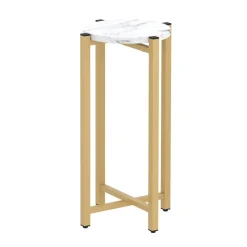 Beistelltisch PANO rund 22 x 22 x 57 cm weiss/gold
