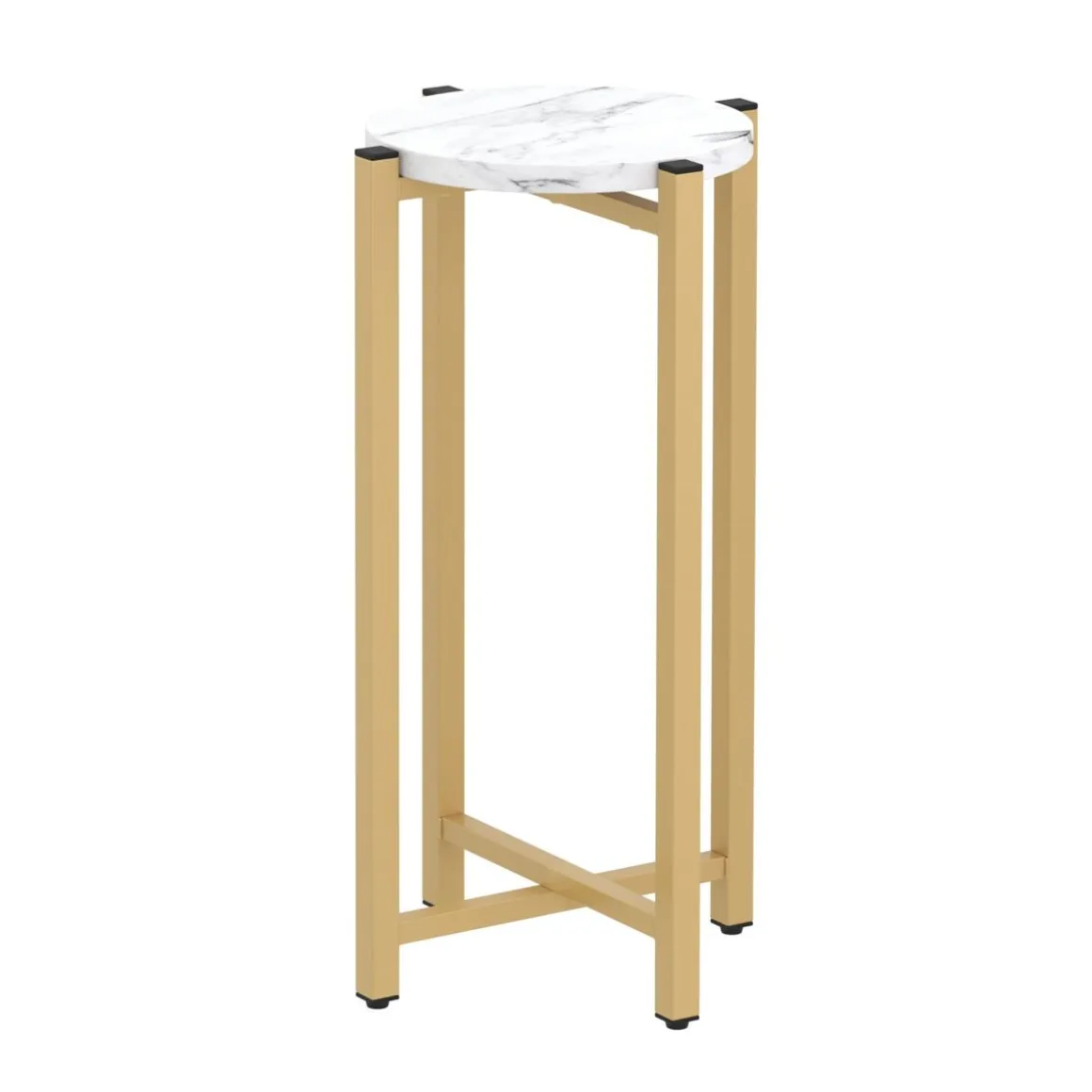 Beistelltisch PANO rund 22 x 22 x 57 cm weiss/gold