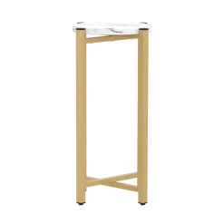 Beistelltisch PANO rund 22 x 22 x 57 cm weiss/gold