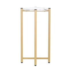 Beistelltisch PANO rund 22 x 22 x 57 cm weiss/gold
