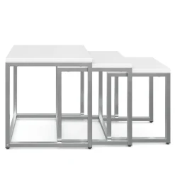 Beistelltisch SAVIN 3-teilig weiss/silber