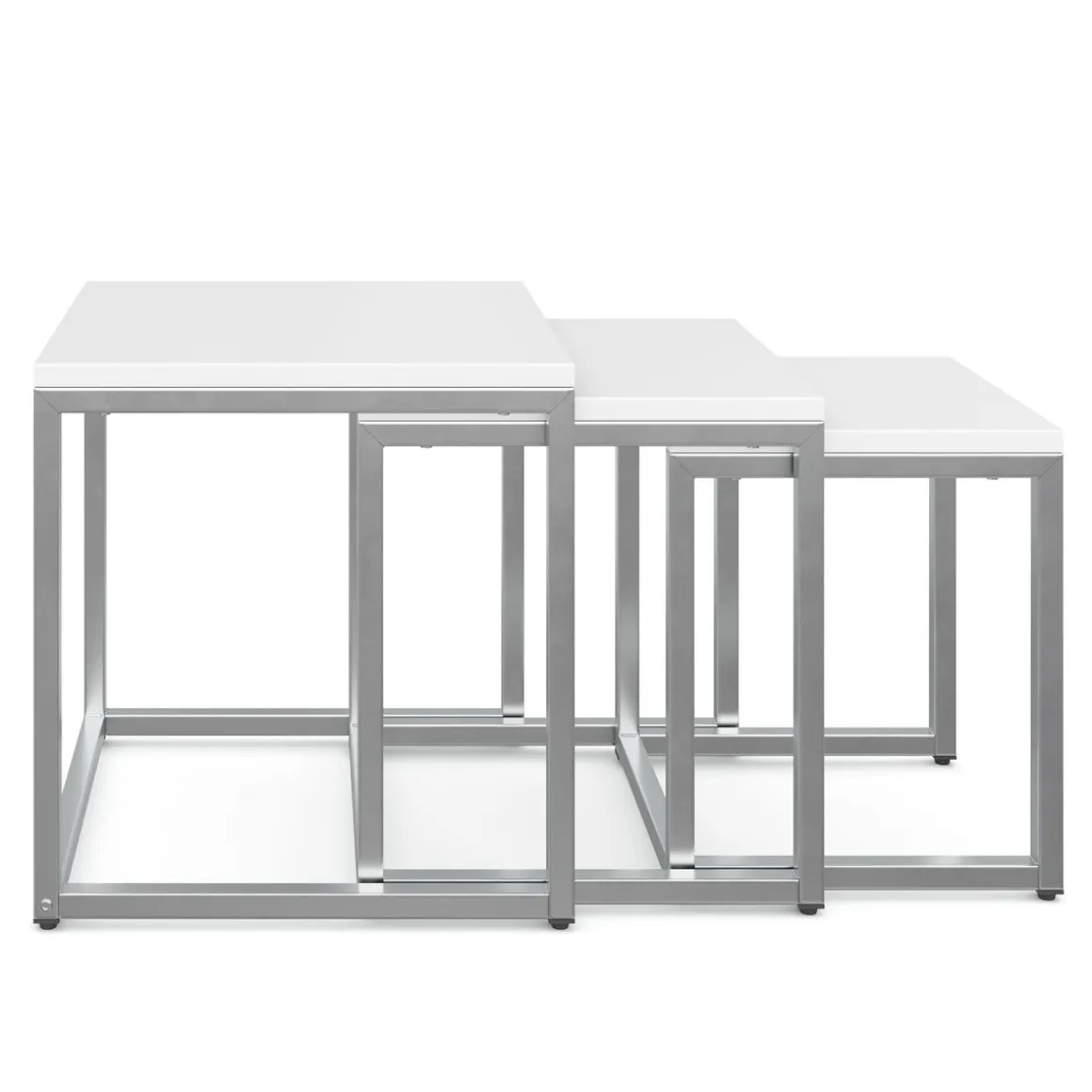 Beistelltisch SAVIN 3-teilig weiss/silber