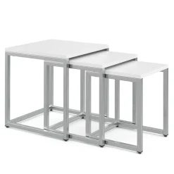 Beistelltisch SAVIN 3-teilig weiss/silber