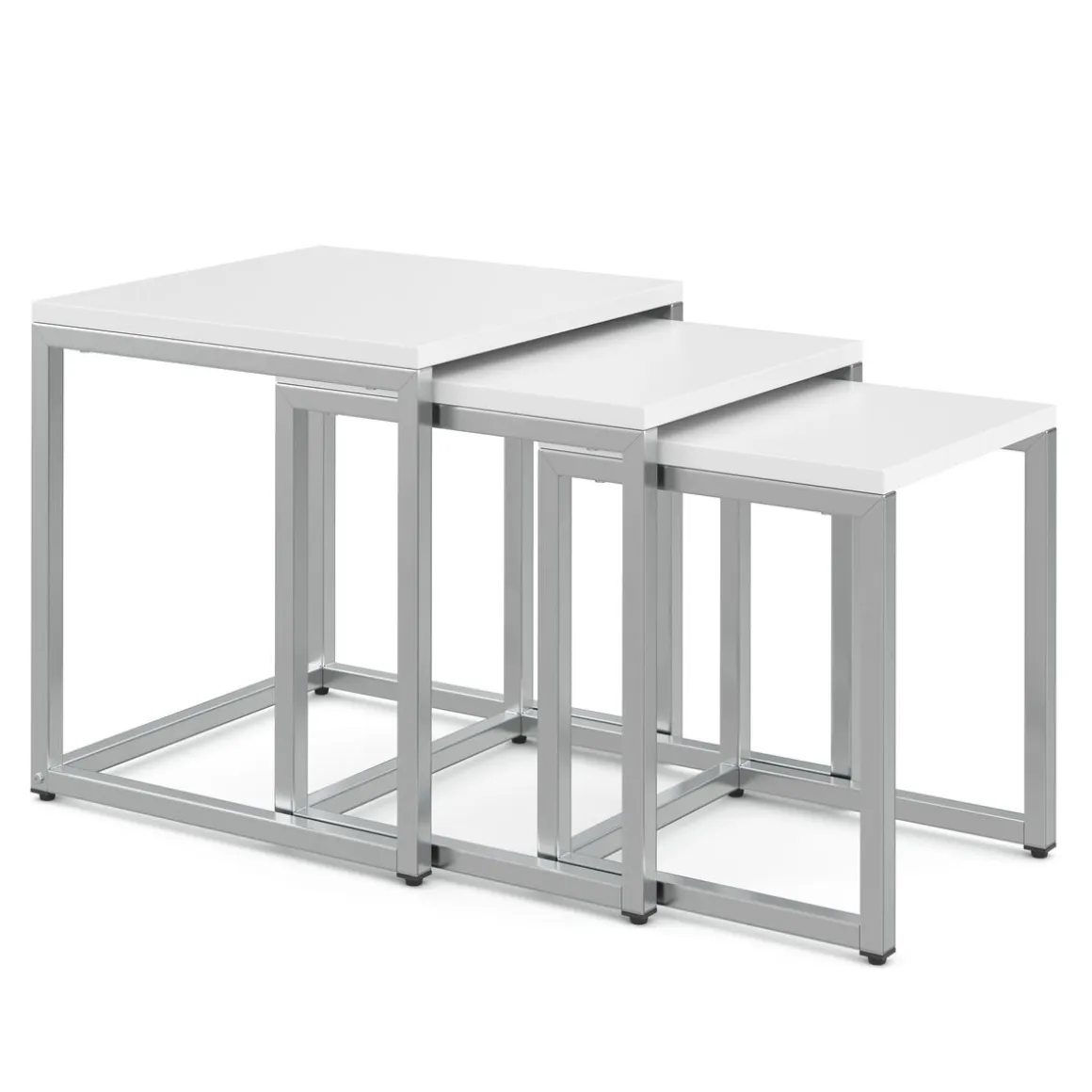Beistelltisch SAVIN 3-teilig weiss/silber