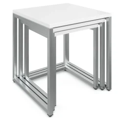 Beistelltisch SAVIN 3-teilig weiss/silber
