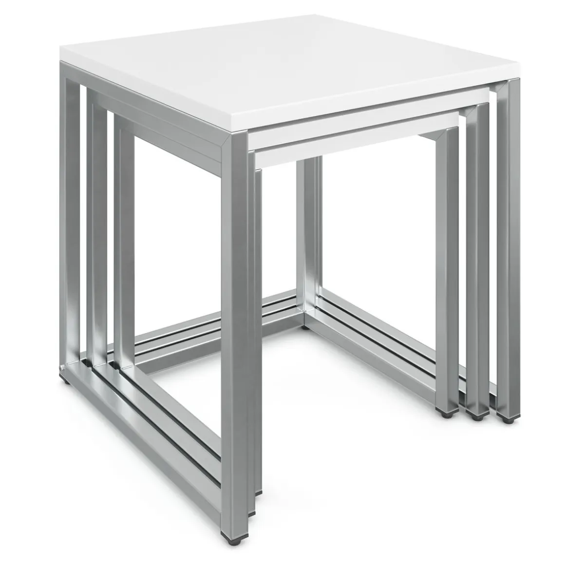 Beistelltisch SAVIN 3-teilig weiss/silber
