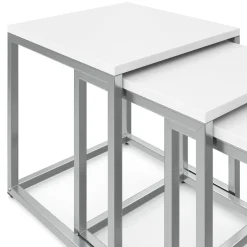 Beistelltisch SAVIN 3-teilig weiss/silber