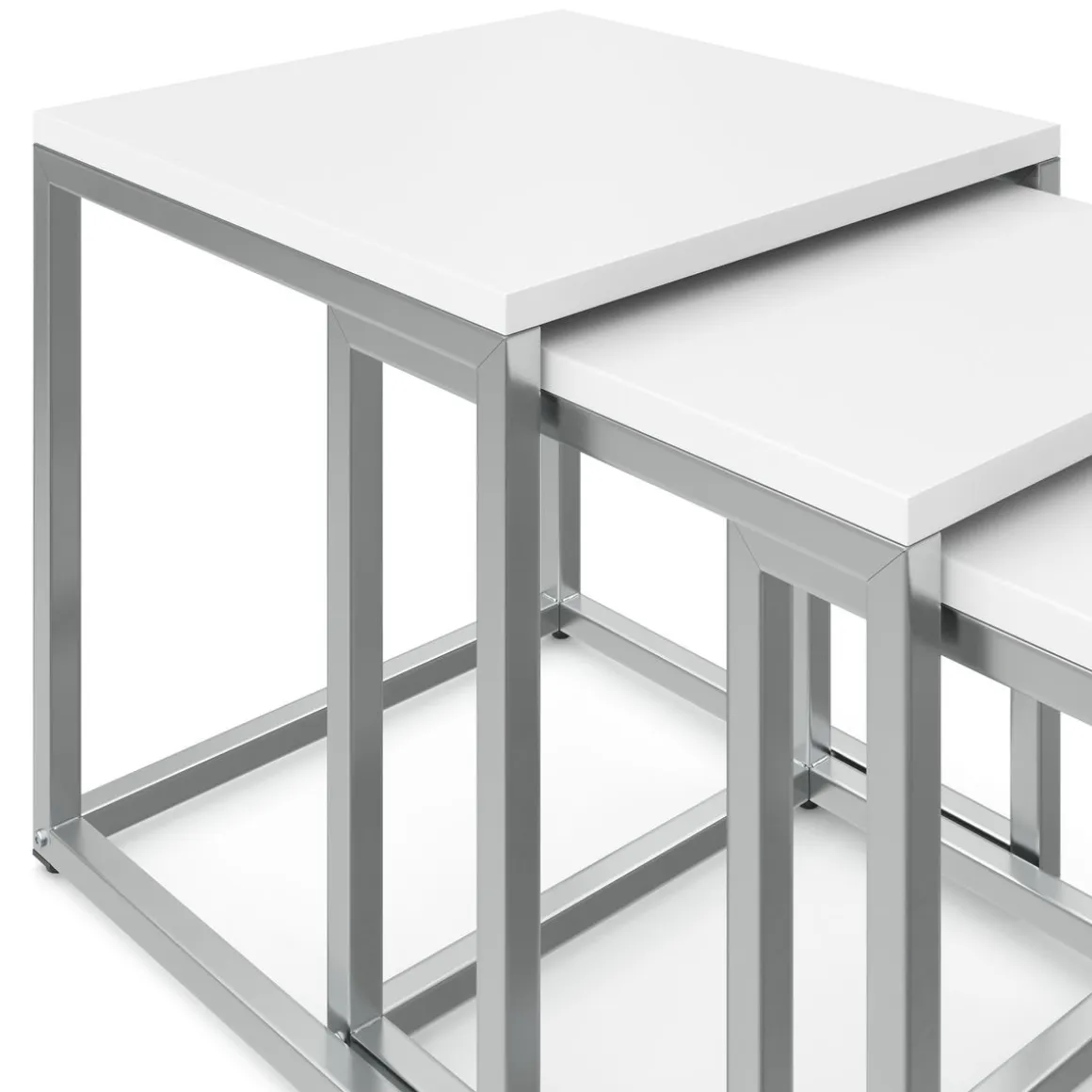 Beistelltisch SAVIN 3-teilig weiss/silber