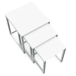 Beistelltisch SAVIN 3-teilig weiss/silber
