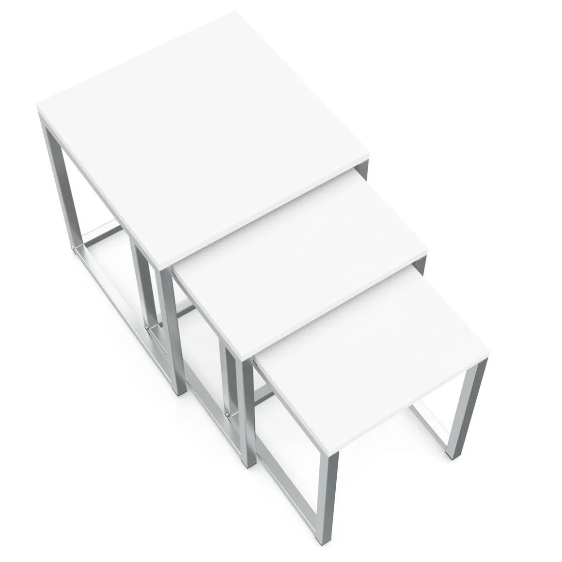 Beistelltisch SAVIN 3-teilig weiss/silber