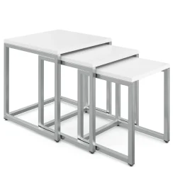 Beistelltisch SAVIN 3-teilig weiss/silber