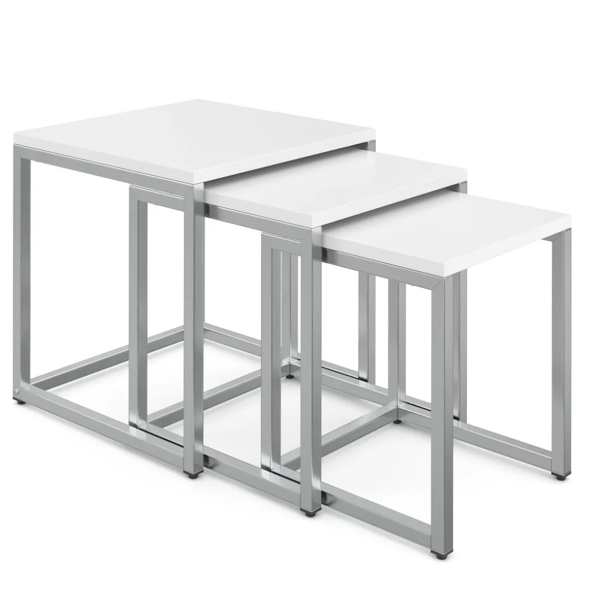 Beistelltisch SAVIN 3-teilig weiss/silber