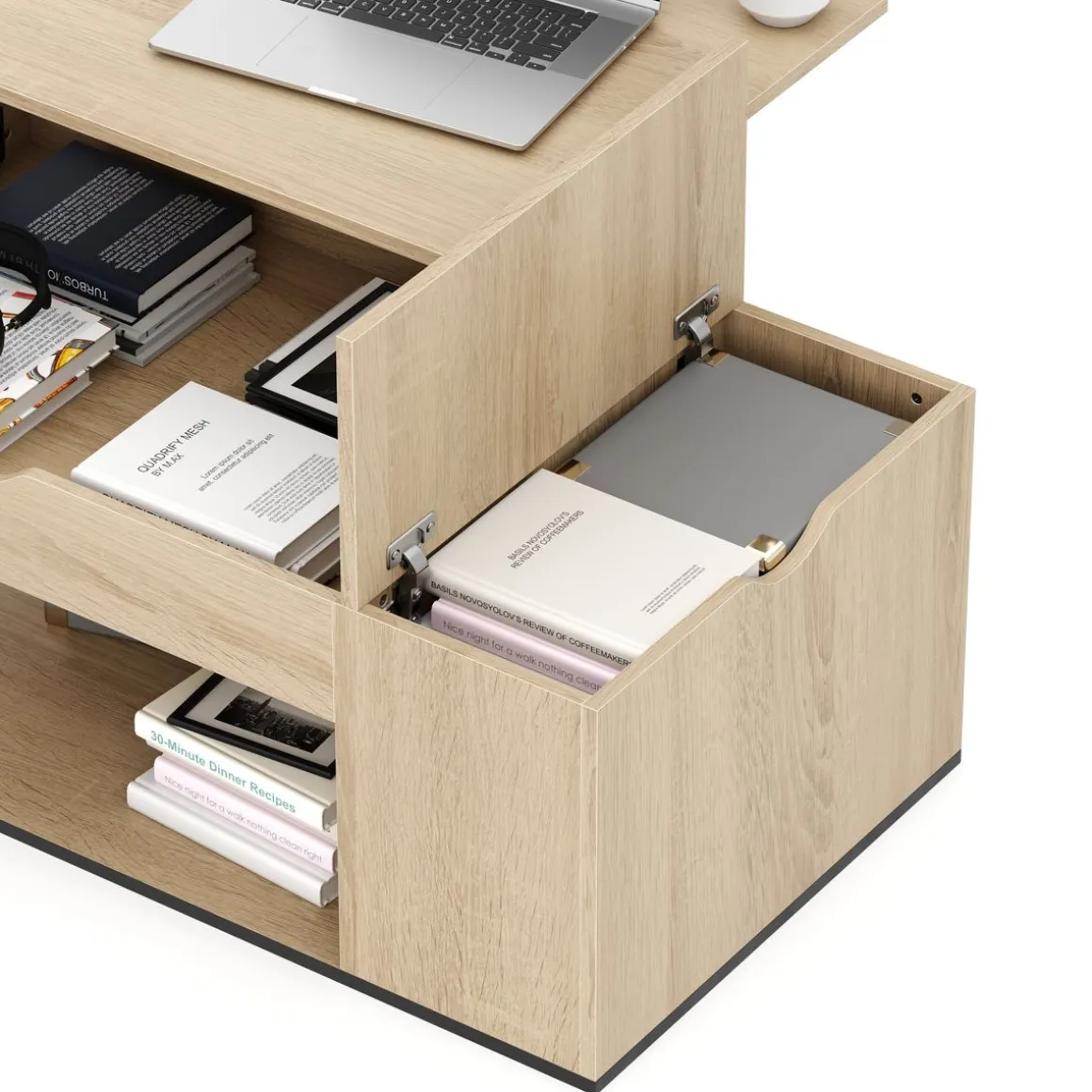 Beistelltisch SIERRA mit Stauraum 100 x 55 x 37 - 55 cm braun