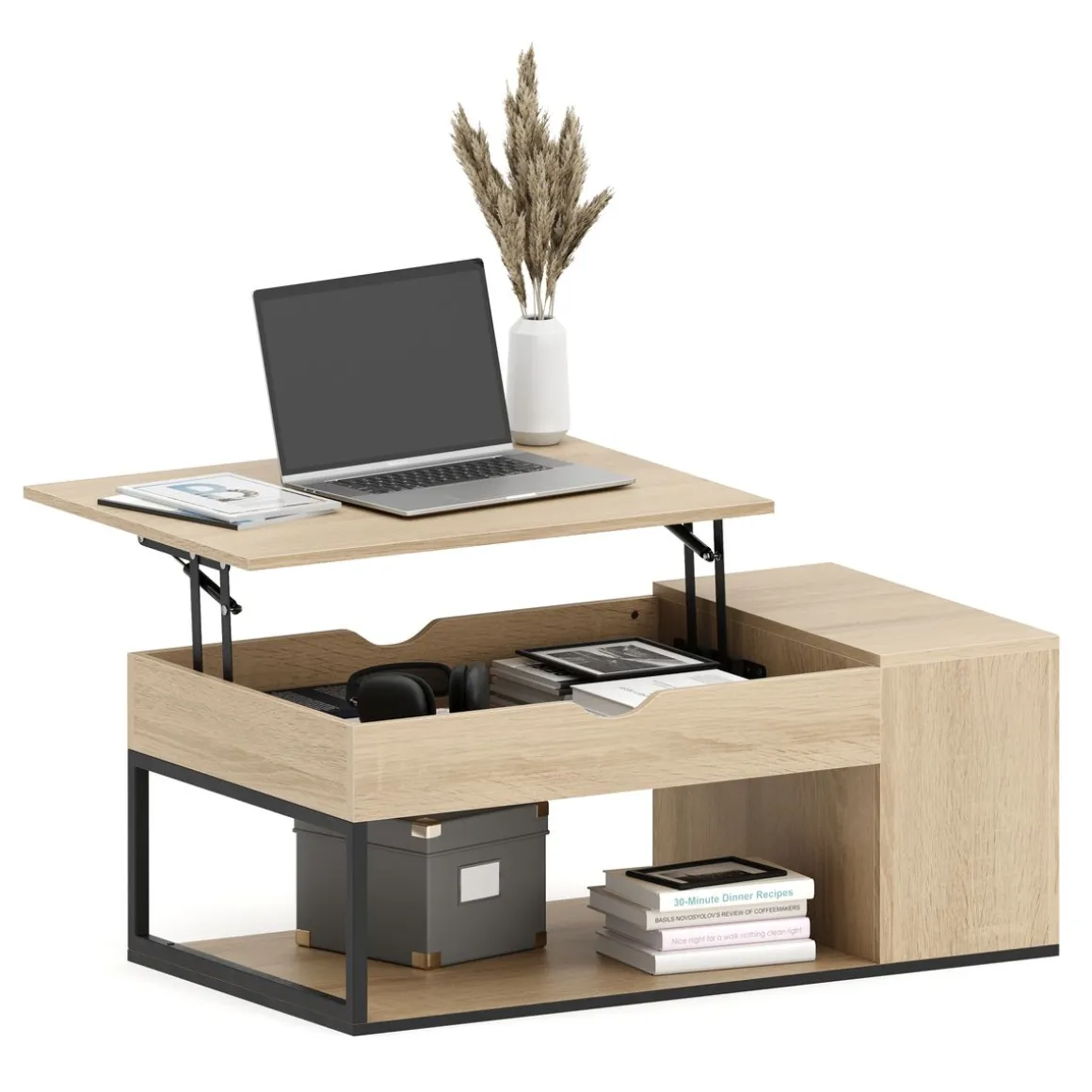Beistelltisch SIERRA mit Stauraum 100 x 55 x 37 - 55 cm braun