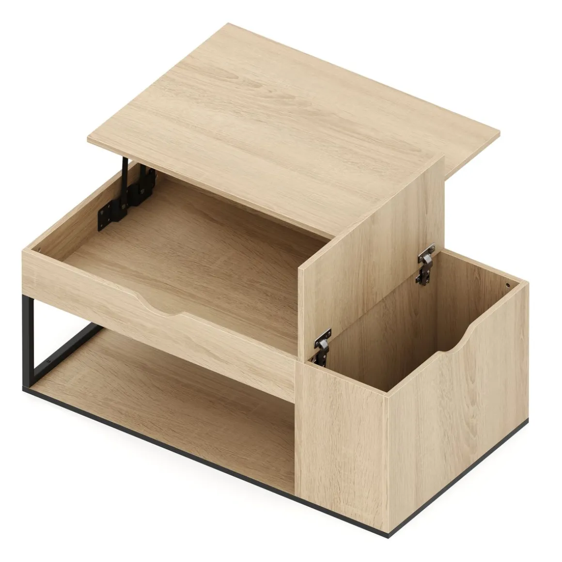 Beistelltisch SIERRA mit Stauraum 100 x 55 x 37 - 55 cm braun