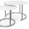 Beistelltisch SUZON rund 2-teilig weiss/silber