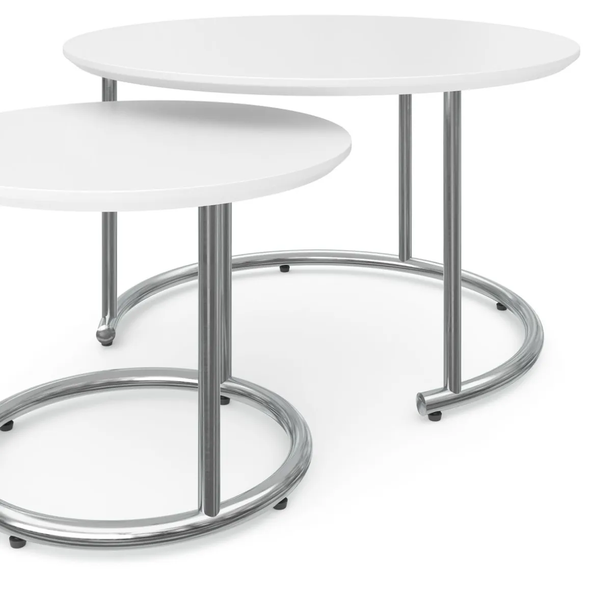 Beistelltisch SUZON rund 2-teilig weiss/silber