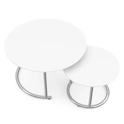 Beistelltisch SUZON rund 2-teilig weiss/silber