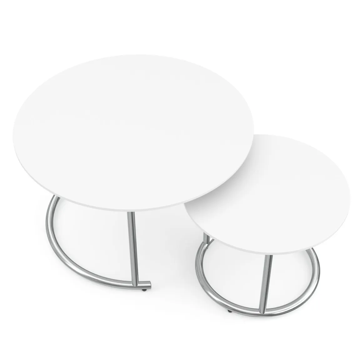 Beistelltisch SUZON rund 2-teilig weiss/silber