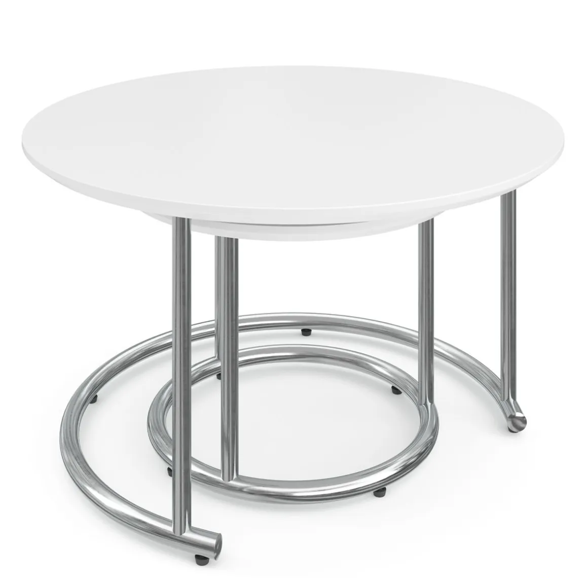 Beistelltisch SUZON rund 2-teilig weiss/silber