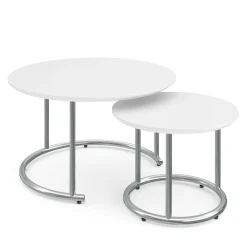 Beistelltisch SUZON rund 2-teilig weiss/silber