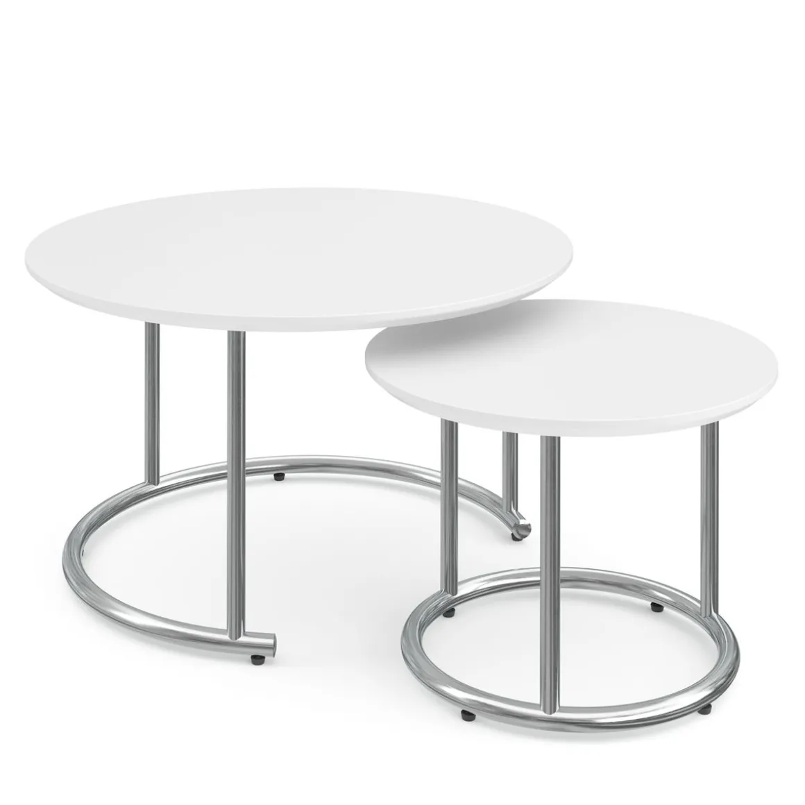 Beistelltisch SUZON rund 2-teilig weiss/silber