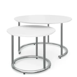 Beistelltisch SUZON rund 2-teilig weiss/silber