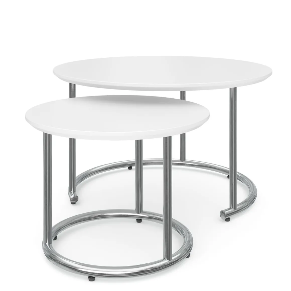 Beistelltisch SUZON rund 2-teilig weiss/silber