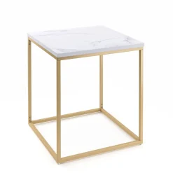 Beistelltisch TYRA 45 x 45 x 50 cm weiss/gold