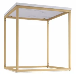 Beistelltisch TYRA 45 x 45 x 50 cm weiss/gold