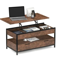 Beistelltisch Vintage BONITA mit Stauraum 100 x 50 x 48 - 62 cm