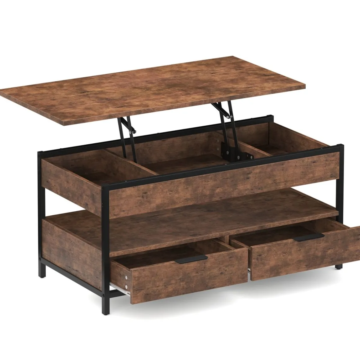 Beistelltisch Vintage BONITA mit Stauraum 100 x 50 x 48 - 62 cm