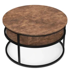Beistelltisch Vintage BONITA rund mit Stauraum 80 x 47 - 62 cm