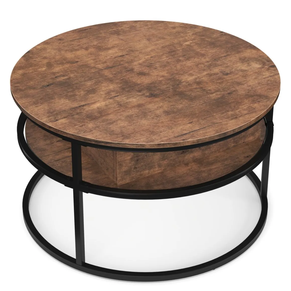 Beistelltisch Vintage BONITA rund mit Stauraum 80 x 47 - 62 cm