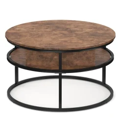 Beistelltisch Vintage BONITA rund mit Stauraum 80 x 47 - 62 cm