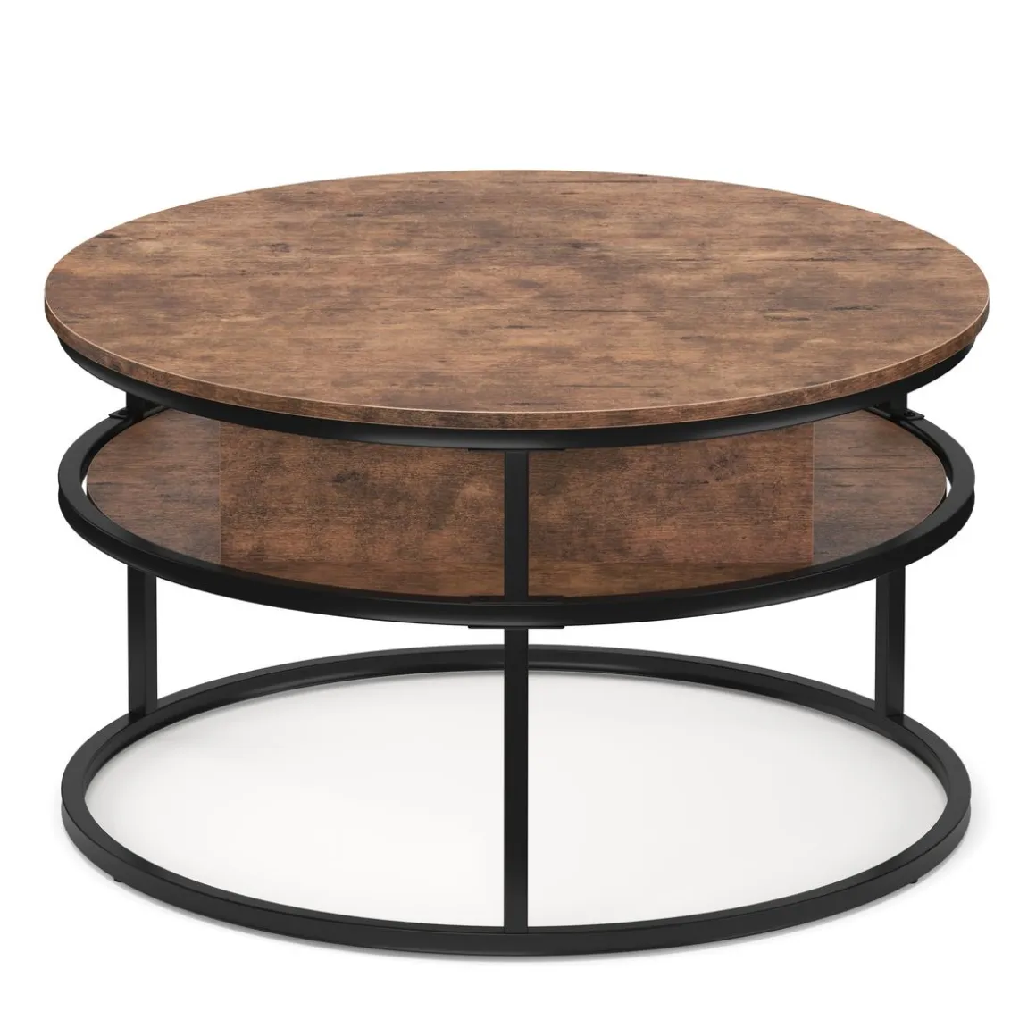 Beistelltisch Vintage BONITA rund mit Stauraum 80 x 47 - 62 cm