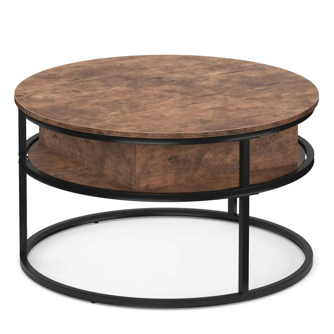 Beistelltisch Vintage BONITA rund mit Stauraum 80 x 47 - 62 cm