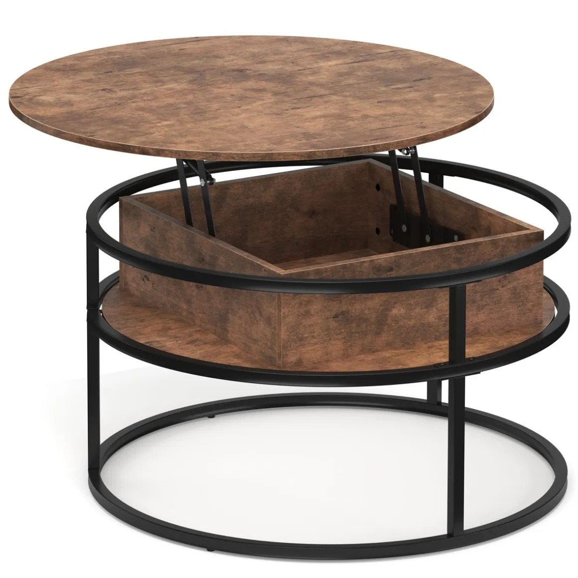 Beistelltisch Vintage BONITA rund mit Stauraum 80 x 47 - 62 cm