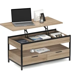 Beistelltisch WOODEDGE mit Stauraum 100 x 50 x 48 - 62 cm braun