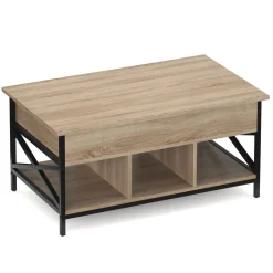 Beistelltisch WOODORA mit Stauraum 100 x 60 x 48 - 62 cm braun