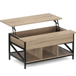 Beistelltisch WOODORA mit Stauraum 100 x 60 x 48 - 62 cm braun