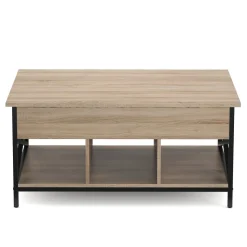Beistelltisch WOODORA mit Stauraum 100 x 60 x 48 - 62 cm braun