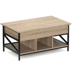 Beistelltisch WOODORA mit Stauraum 100 x 60 x 48 - 62 cm braun
