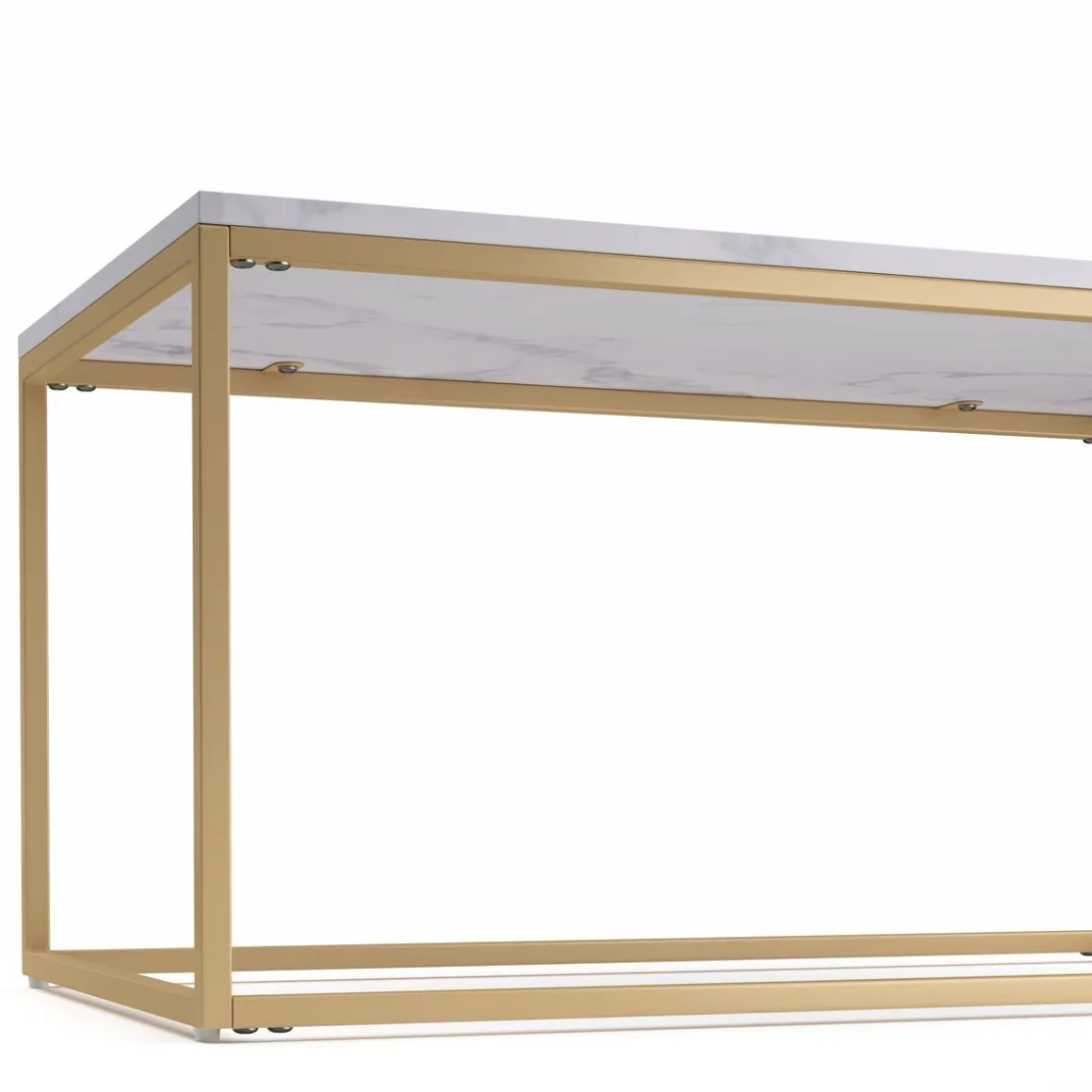 Beistelltisch ZARA 80 x 45 x 40 cm weiss/gold