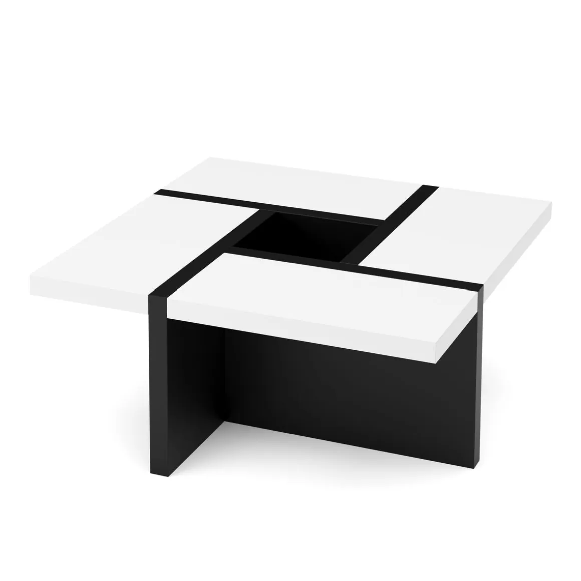 Beistelltisch ZEBRA 80 x 80 x 35 cm weiss/schwarz