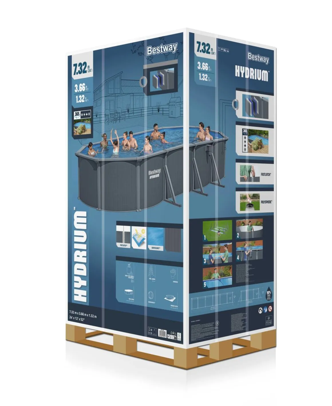 Bestway Pool Hydrium Komplett-Set 732 x 366 x 132 cm