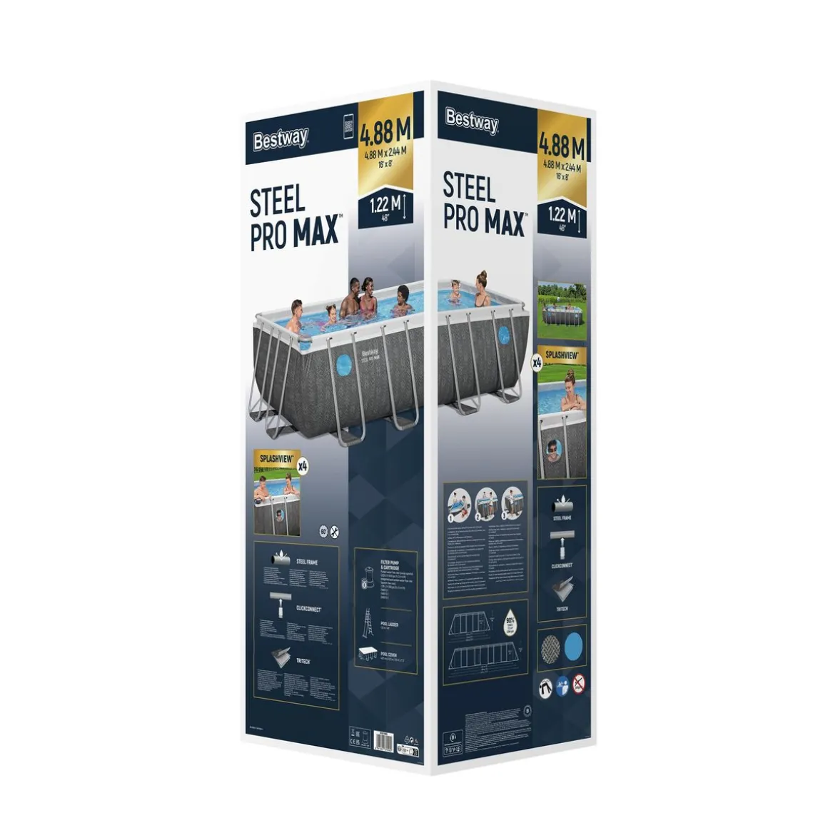 Bestway Pool Komplett-Set Splashview Rattan-Optik 488 x 244 x 122 cm