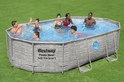 Bestway Pool Komplett-Set Steinwand-Optik 488 x 305 x 107 cm