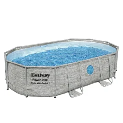 Bestway Pool Komplett-Set Steinwand-Optik 488 x 305 x 107 cm