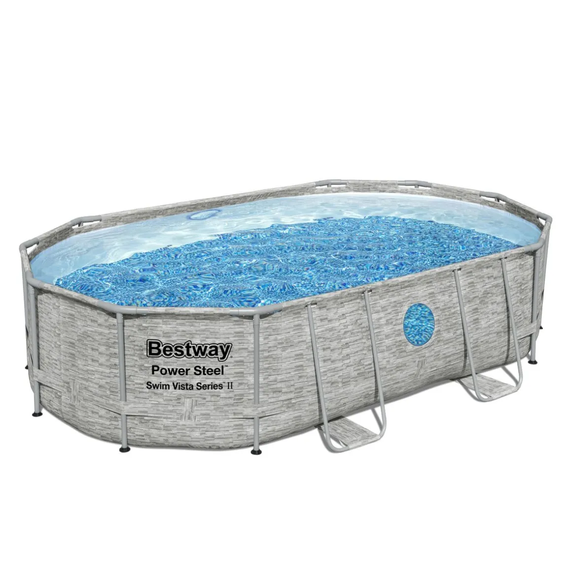 Bestway Pool Komplett-Set Steinwand-Optik 488 x 305 x 107 cm
